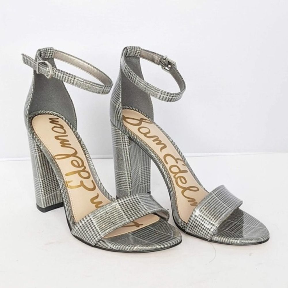 Sam Edelman Yaro Pewter Plaid Platform Heels NWB 6.5